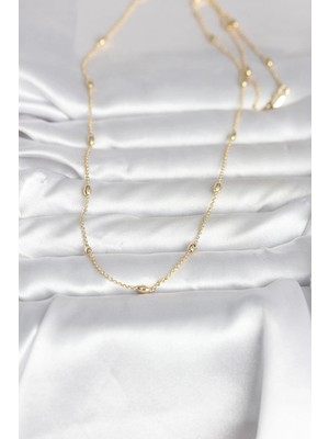 Eco Lounge cm 14K Gold Renk Damla Topçuk Model Zincirli 60 cm Kadın Kolye
