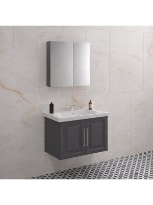 Denko Royal 80 cm Antrasit Banyo Dolabı Takımı