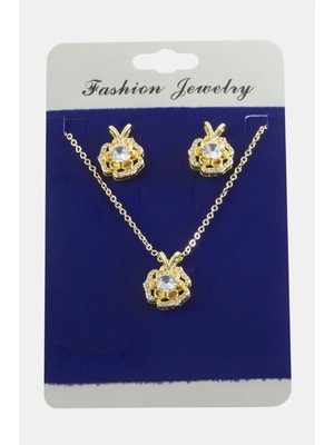 Ronanna Gül Zirkon Taşlı Set Kolye