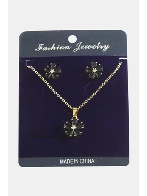 Ronanna Papatya Zirkon Taşlı Set Kolye