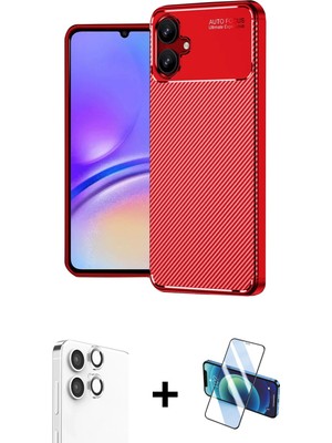 Cepte Toptan Galaxy A06 Eksen Form Prime - Siyah 3D Antistatik Seramik Nano Ekran Koruyucu + Gümüş Raze Metal Kamera Lens