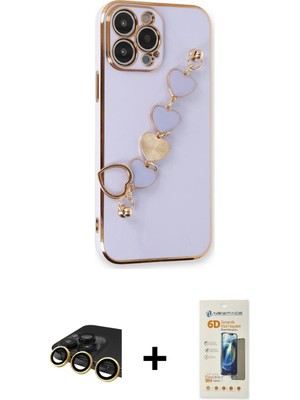 Cepte Toptan iPhone 13 Pro Max Nova Işık Prime - Siyah 6d Mat Seramik Hayalet Nano Ekran Koruyucu + Gold Raze Metal Kamera Lens