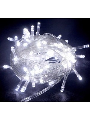 Ttt 10M 100 LED Boncuk Lamba Beyaz Işık Şeffaf Kablo