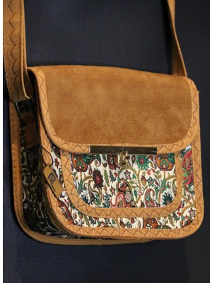 Pujiva Etnik Tarz Desenli Omuz Askılı Üç Cepli Fermuarlı Tokalı Gündüz Gece Günlük Orta Boy Çanta