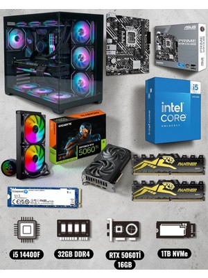 Symoon I5 14400F 32GB Ram 1tb Nvme Rtx 5060Tİ 16GB Ekran Kartlı Gameload Onxy Akvaryum Kasalı Gaming Pc