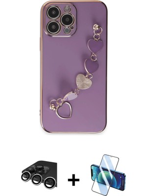 Cepte Toptan iPhone 14 Pro Max Nova Işık Prime - Siyah 3D Antistatik Cam Ekran Koruyucu + Gümüş Raze Metal Kamera Lens