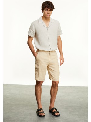 MUDO Straıght Fıt Keten Şort