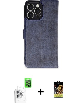 Cepte Toptan iPhone 16 Pro Max Siluet Işık Serisi - Siyah Buffer Cam Ekran Koruyucu + Beyaz Raze Metal Kamera Lens