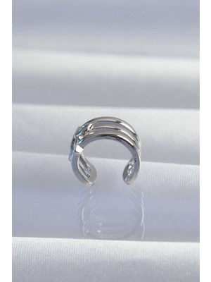 Eco Lounge Pirinç Gümüş Renk Yonca Earcuff Küpe