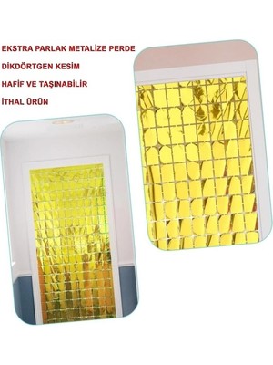 Eco Lounge Altın Renk Disko Dikdörtgen Kesim Kapı Perdesi