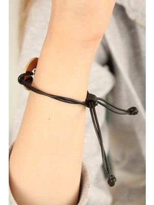 Eco Lounge Hope (Umutlu) Siyah Deri Ipli Unisex Mood Bileklik