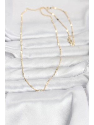 Eco Lounge cm 14K Gold Renk Ezme Kalp Detaylı 60 cm Zincir Kadın Kolye