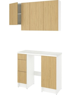 IKEA Meşe Kullanışlı Mutfak Dolabı 220X61X220 cm
