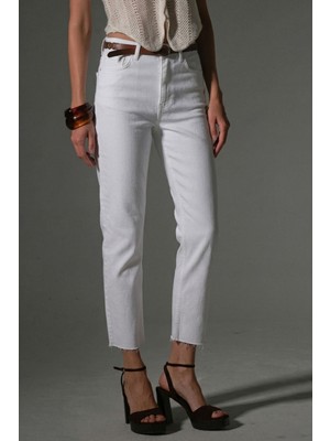 Domoda Esnek Pamuklu Kumaş Kesik Paça  5 Cep Skinny Slim  Kadın Jean Pantolon @kosova