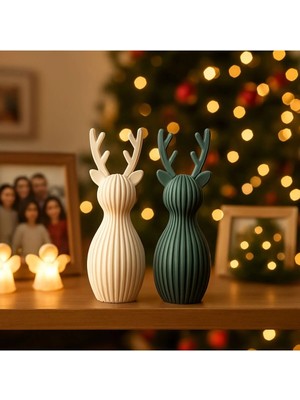 Three Dittle Birds Minimal Geyik Dekor Seti – Iskandinav Tarzı 2’li Masaüstü Figür