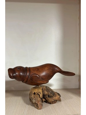 Miamantra Ahşap Fok Balığı Standlı (30 Cm)