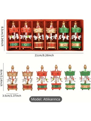 Miamantra 6 Adet Atlıkarınca Yılbaşı Ağaç Süsü/ Kutulu ve 6'lı Set Ahşap Atlıkarınca Yeniyıl Süsü/yılbaşı Hediyesi cm