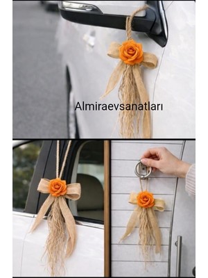 Nişan & Düğün Konvoy Süsü – El Yapımı Jüt Kurdeleli Araç