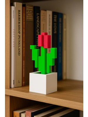 Three Dittle Birds Minecraft Saksılı Kırmızı Çiçek 16CM Dekoratif Figür