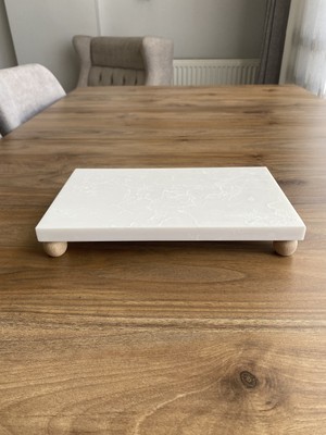 Ayaklı Mermer Sunumluk ve Yağdanlık Altlığı – 25X15 cm Dikdörtgen Mermer Tepsi -