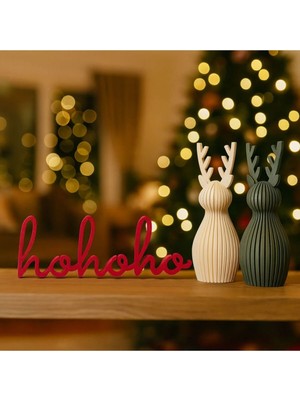 Three Dittle Birds Dekoratif Üçlü Yılbaşı Seti – Hohoho Yazı & 2’li Iskandinav Geyik Figürü