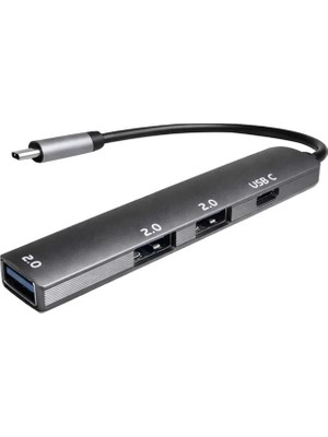 Ett Fully S-802K 4'ü 1 Arada Usb-A Type-C Hub Dönüştürücü Alüminyum Gövde Ince Tasarım