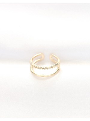 Eco Lounge 2li Görünümlü Su Yolu Tasarımlı Gold Renk Ayarlanabilir Yüzük