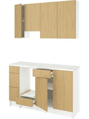 IKEA Meşe Kullanışlı Mutfak Dolabı 220X61X220 cm