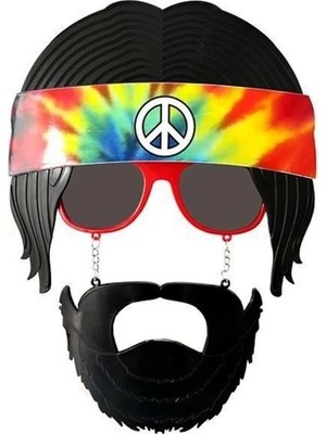 Eco Lounge Siyah Saçlı Bandana Hippi Parti Gözlüğü