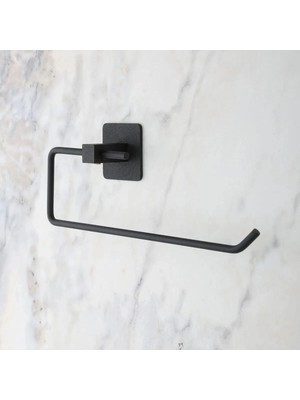 Eco Lounge Kendiliğinden Yapışkanlı Siyah Paslanmaz Metal Rulo Havluluk Aparat