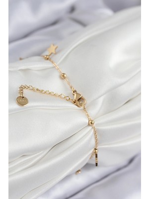 Eco Lounge 316L Çelik Sıralı Yıldız Model Gold Renk Kadın Bileklik