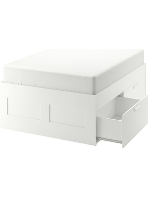 IKEA Beyaz Dayanıklı Çift Kişilik Karyola 160X200 cm