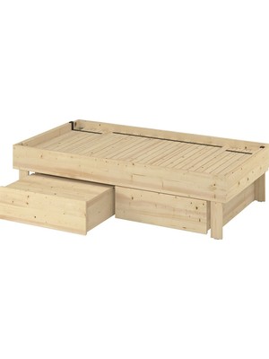 IKEA Çam Fonksiyonel Çift Kişilik Karyola 80-160X200 cm