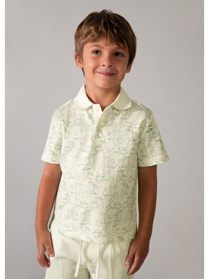 Mayoral Erkek Çocuk Desenli Polo T-Shirt Yeşil - 03104