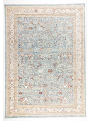 Apex Halı Ambiance 2932 Mavi Klasik Desenli Salon Halısı Toz Yapmaz Robot Uyumlu