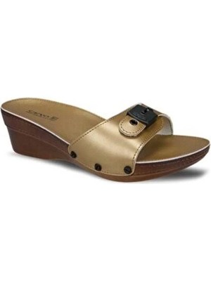 Ceyo 9927I Minelli Topuklu Altın Ortopedik Kadın Terlik