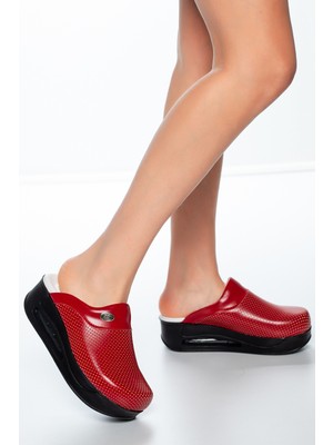 SABOTERLİK Ortopedik Doktor ve Hemşire Terliği Kırmızı – Kaymaz Tabanlı Konforlu Sağlık Personeli Terliği