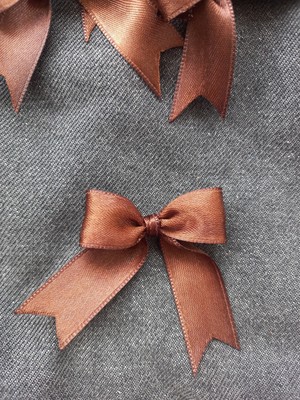 Madamera Kahverengi Saten Fiyonk Kurdele 2 cm 50 Adet, Hediye Paketleme, Süsleme Için Fiyonk Kurdele