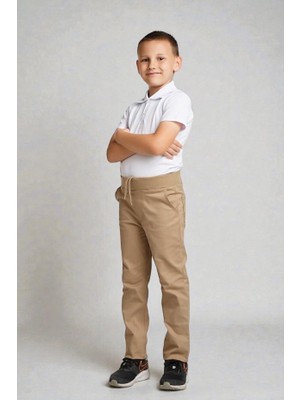 Luminur Ribana Bel Canvas Okul Pantolonu Bej Kız Erkek