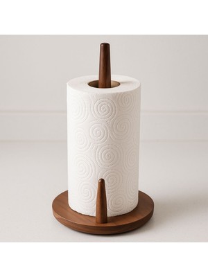 Akasya Noir2 Ahşap Havlu Kağıtlık – Mutfak Tezgah Üstü Rulo Kağıt Tutucu, Dekoratif Mutfak Aksesuarı