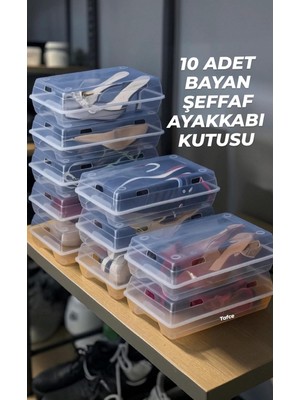 Tafce 10 Adet Şeffaf Ayakkabı Kutusu Bayan– Ayakkabı Saklama Kutusu Düzenleyici Organizer
