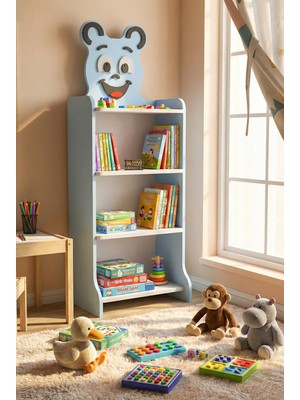 Gold Falez Çocuk Kitaplık Happy Face 4 Raflı – Sevimli Figürlü Düzenleyici Raf Sistemi