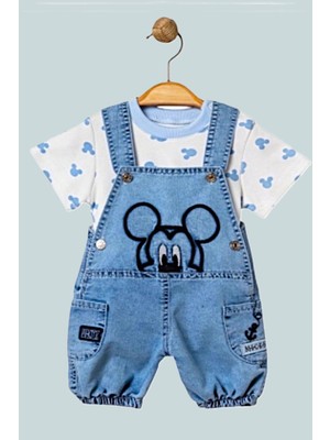 DeKuBaby Sevimli Karakter Oyuncaklı, Badili Çocuk Bebek Kot (Jeans) Salopet Tulum Takımı (3/6/9/12/18) Ay