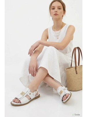 Mammamia Kadın Hakiki Deri Ortopedik Yumuşak Şık Günlük Sandalet M27YS/2780