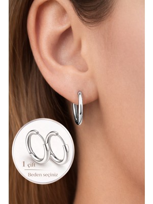 Sacce Scarves & Accessories 316L Çelik Basic Halka Küpe Çifti – Minimal Günlük Küpe Dayanıklı