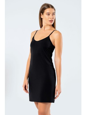 Türen Kadin V Yaka Ip Askili Mikro Kombinezon 901/SIYAH