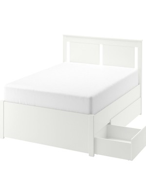 IKEA Beyaz Şık Çift Kişilik Karyola 140X200 cm