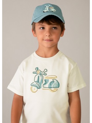 Mayoral Erkek Çocuk Motor Işlemeli T-Shirt Krem - 03060