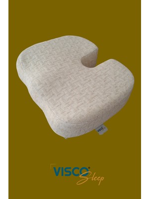 Visco Sleep Ortopedik Oturma Minderi Minderi Visco Kuyruk Sokumu Minderi Keten Kılıflı