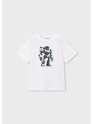 Mayoral Erkek Çocuk Robot T-Shirt Krem - 03066
